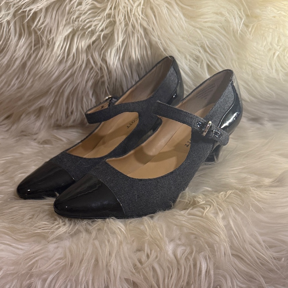 Karen Scott Black and Gray Mary Jane Heels